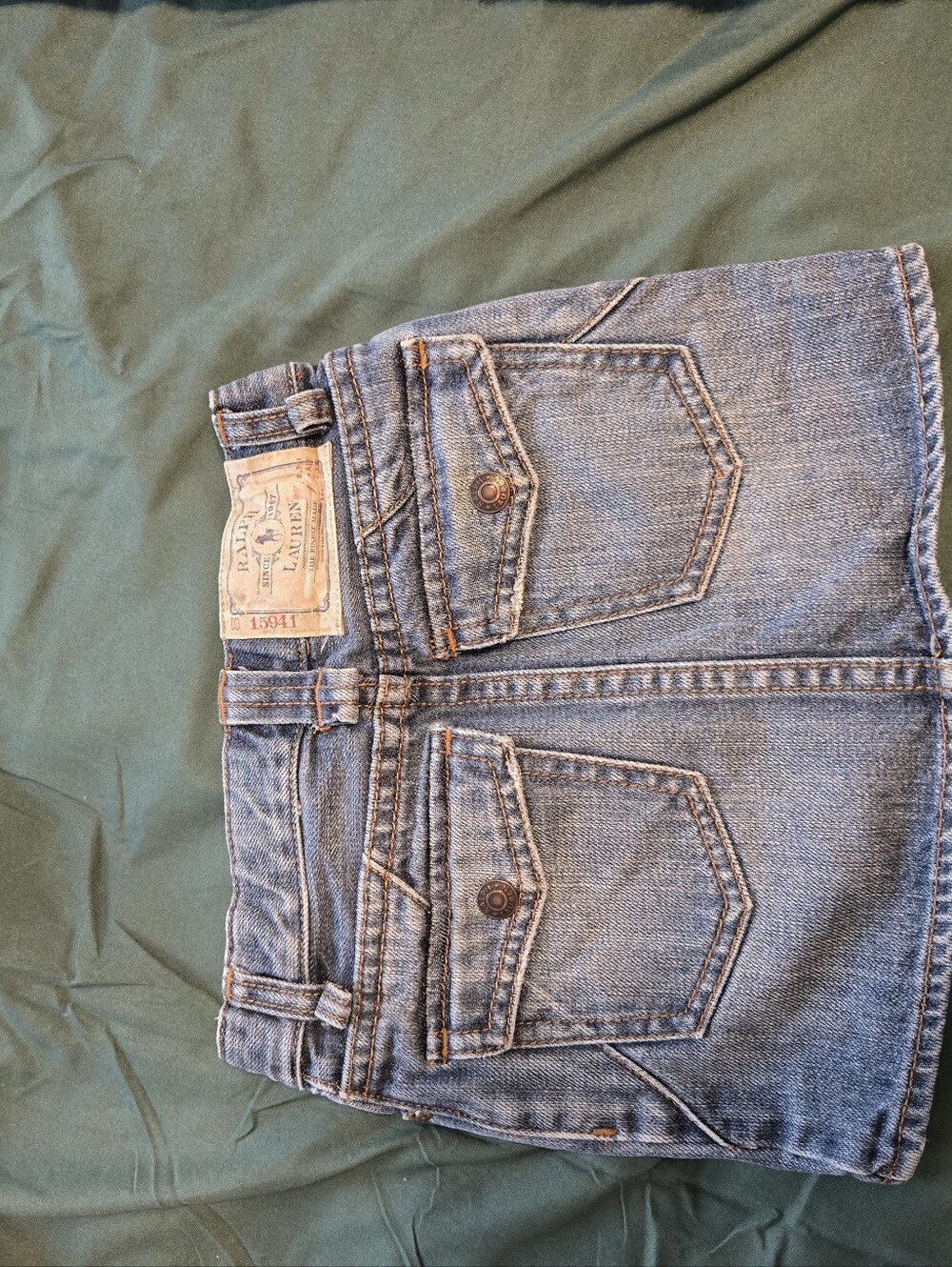 Ralph Lauren Blue Denim Mini Skirt with Contrast Stitching